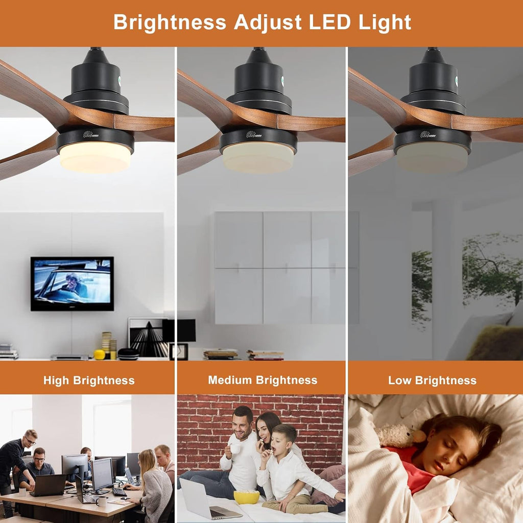 52 Inch Ceiling Fan With Lights Remote Control Matte Black