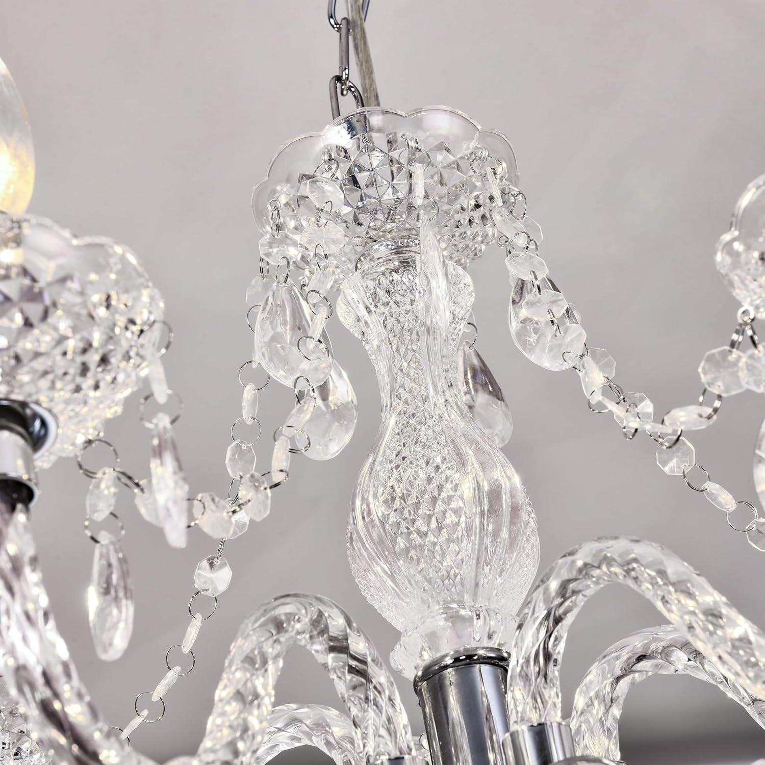 2 Pack 5 Light Crystal Pendant Lights Plug In With Clear Cord And On