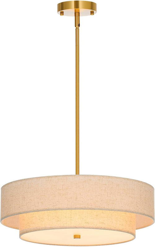 4 Light Drum Chandelier 18 Inch Antique Brass Pendant Light