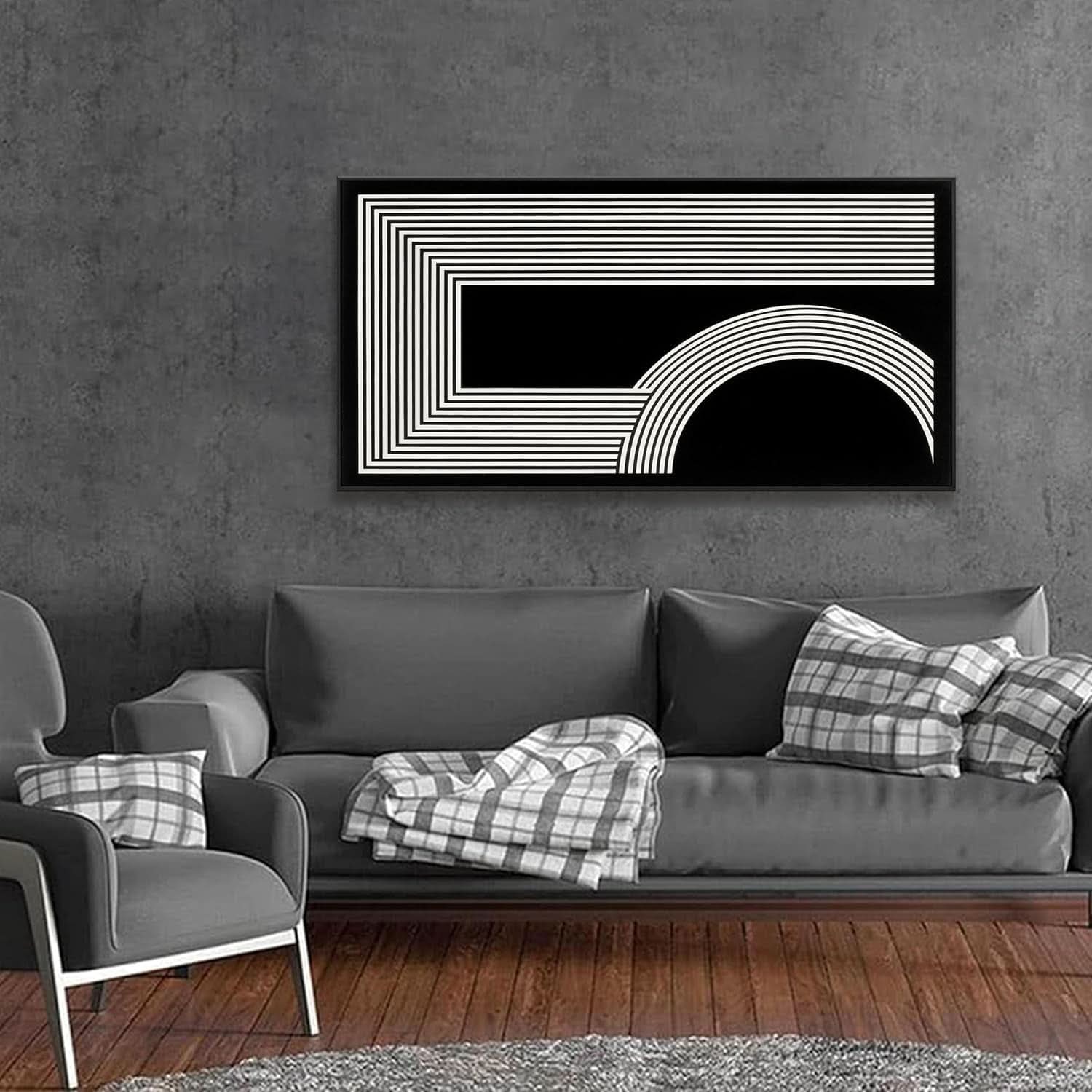 Monochrome Contemporary Canvas Wall Art 24x48 Inches