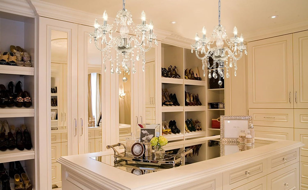 2 Pack 5 Light Crystal Pendant Lights Plug In With Clear Cord And On